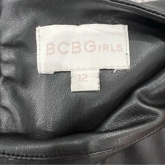 BCBG Girls Faux Leather Ruffle Dress Sz 12 - Picture 3 of 8